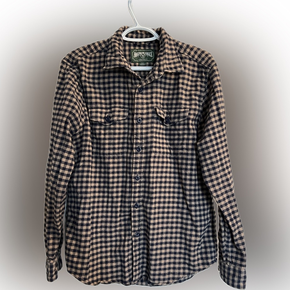 AE Men's Checkered Button-Down Shirt